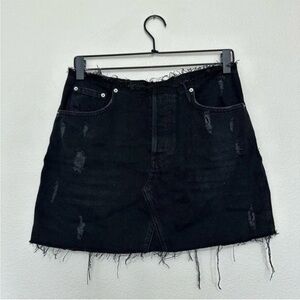 BDG urban outfitters black denim raw hemmed & raw waist mini skirt
